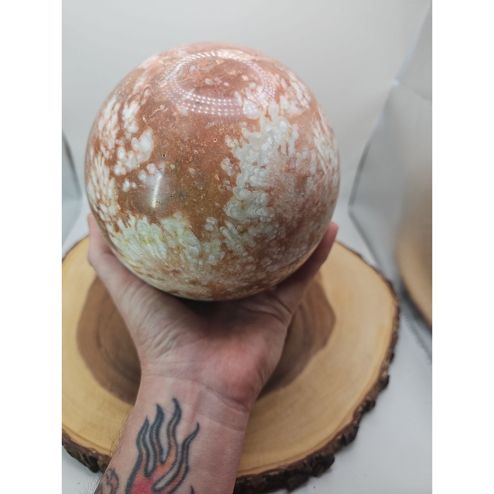 Natural Chocolate Agate Sphere - Grounding Madagascar Gem | 10.42LB | Crystal Spheres & Eggs | Wiccan Center