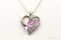 Vintage Pink Topaz Two Diamond Heart Mom Sterling Silver Necklace | Jewelry > Necklaces > Pendants | Wiccan Center