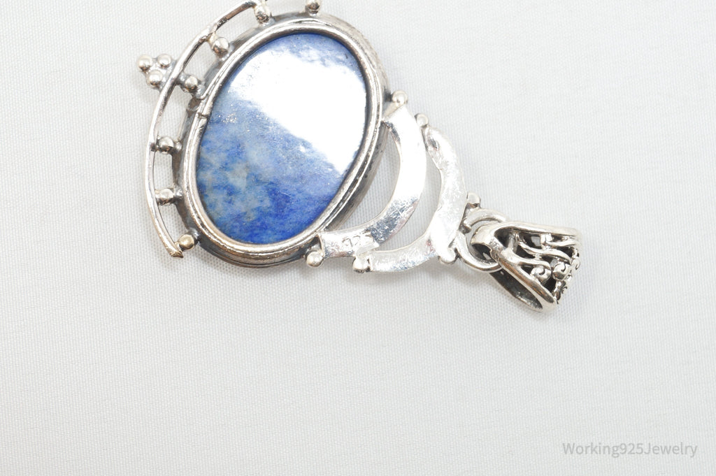 Vintage Art Deco Blue Lapis Lazuli Sterling Silver Necklace Pendant | Jewelry > Necklaces > Pendants | Wiccan Center