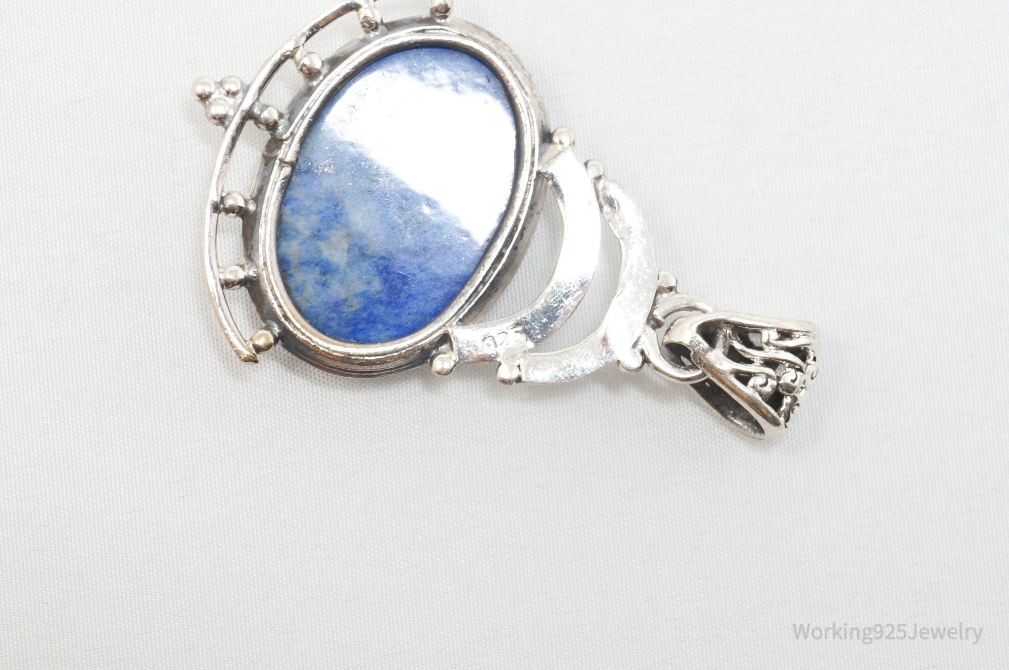 Vintage Art Deco Blue Lapis Lazuli Sterling Silver Necklace Pendant | Jewelry > Necklaces > Pendants | Wiccan Center
