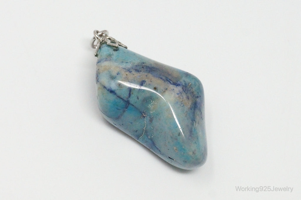 Vintage Large Blue Agate Necklace Pendant | Jewelry > Necklaces > Pendants | Wiccan Center