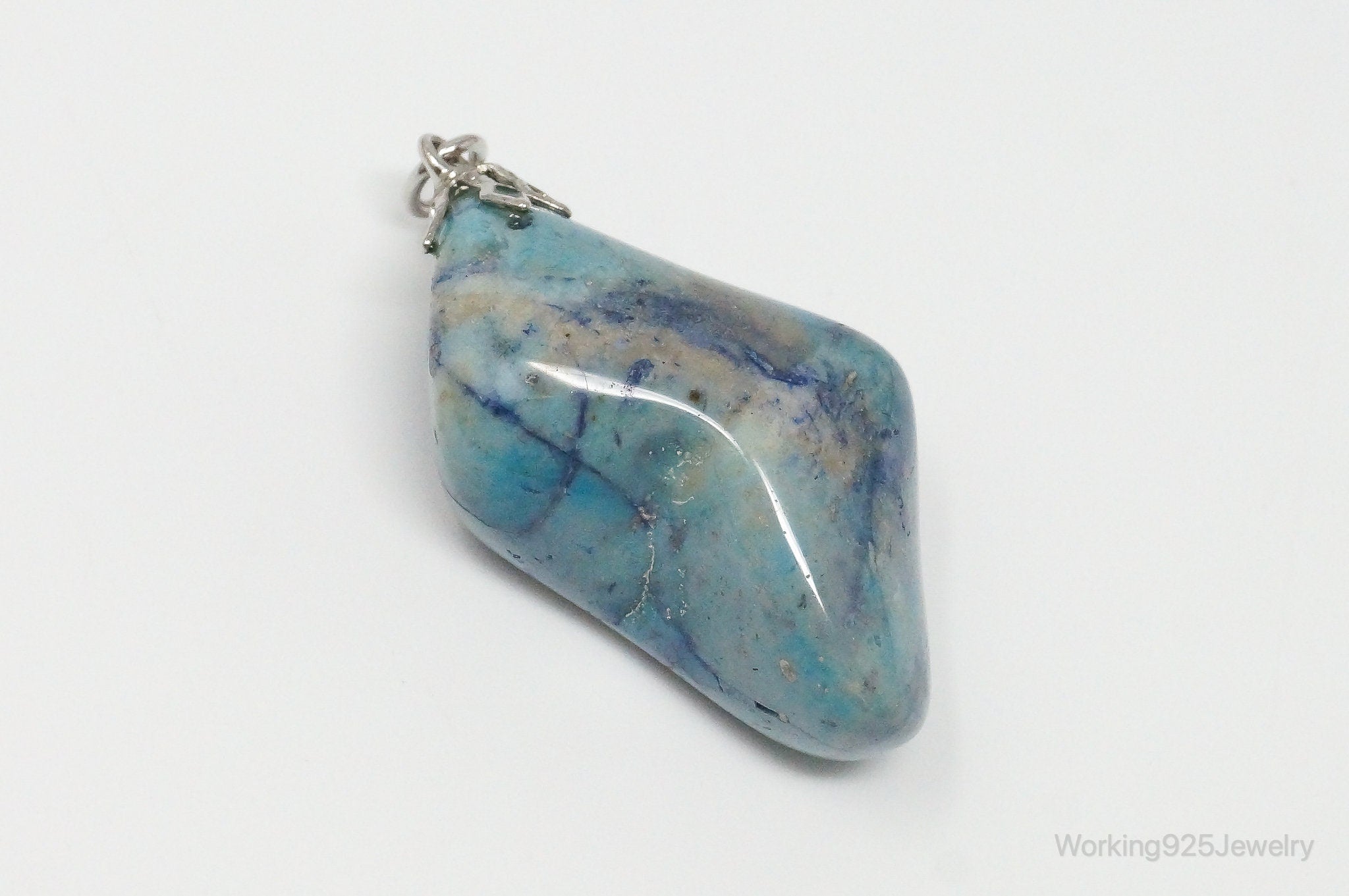 Vintage Large Blue Agate Necklace Pendant | Jewelry > Necklaces > Pendants | Wiccan Center