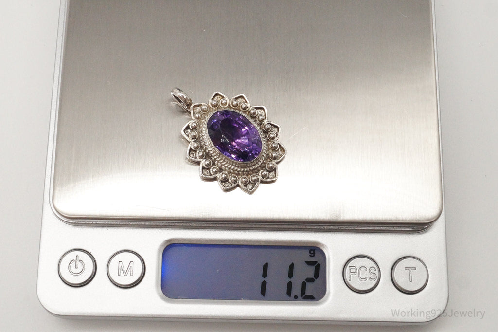 Vintage Large Amethyst Sterling Silver Pendant | Jewelry > Necklaces > Pendants | Wiccan Center