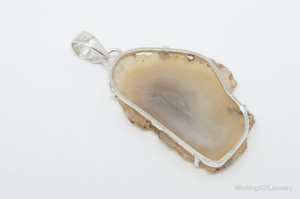 Large Vintage Brown Crazy Lace Agate Sterling Silver Necklace Pendant | Jewelry > Necklaces > Pendants | Wiccan Center