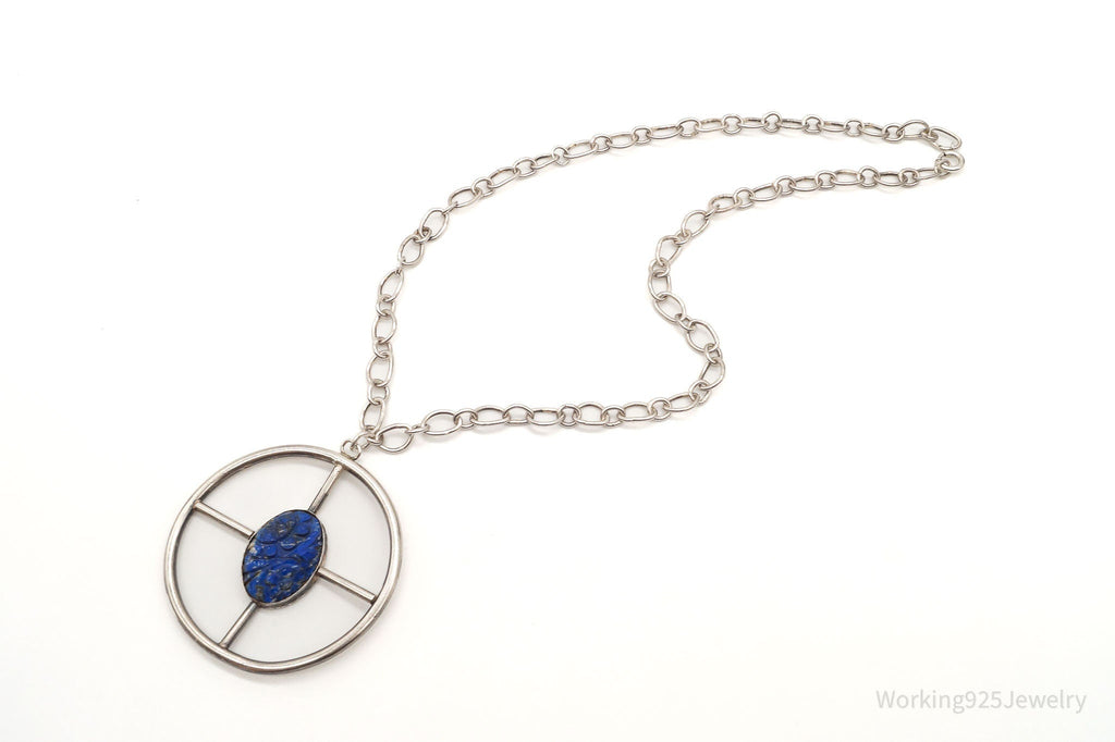 Antique Lapis Lazuli Modernist Style Large Pendant Silver Necklace | Jewelry > Necklaces > Pendants | Wiccan Center