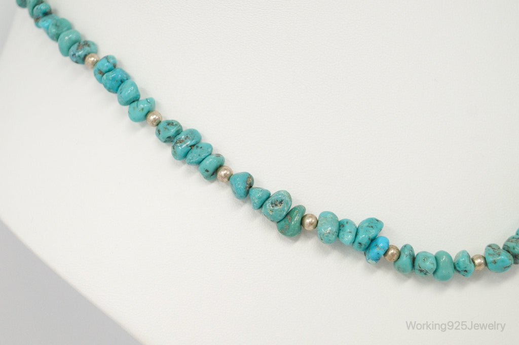 Vintage Native American Unsigned Turquoise Beaded Sterling Silver Necklace | Jewelry > Necklaces > Pendants | Wiccan Center