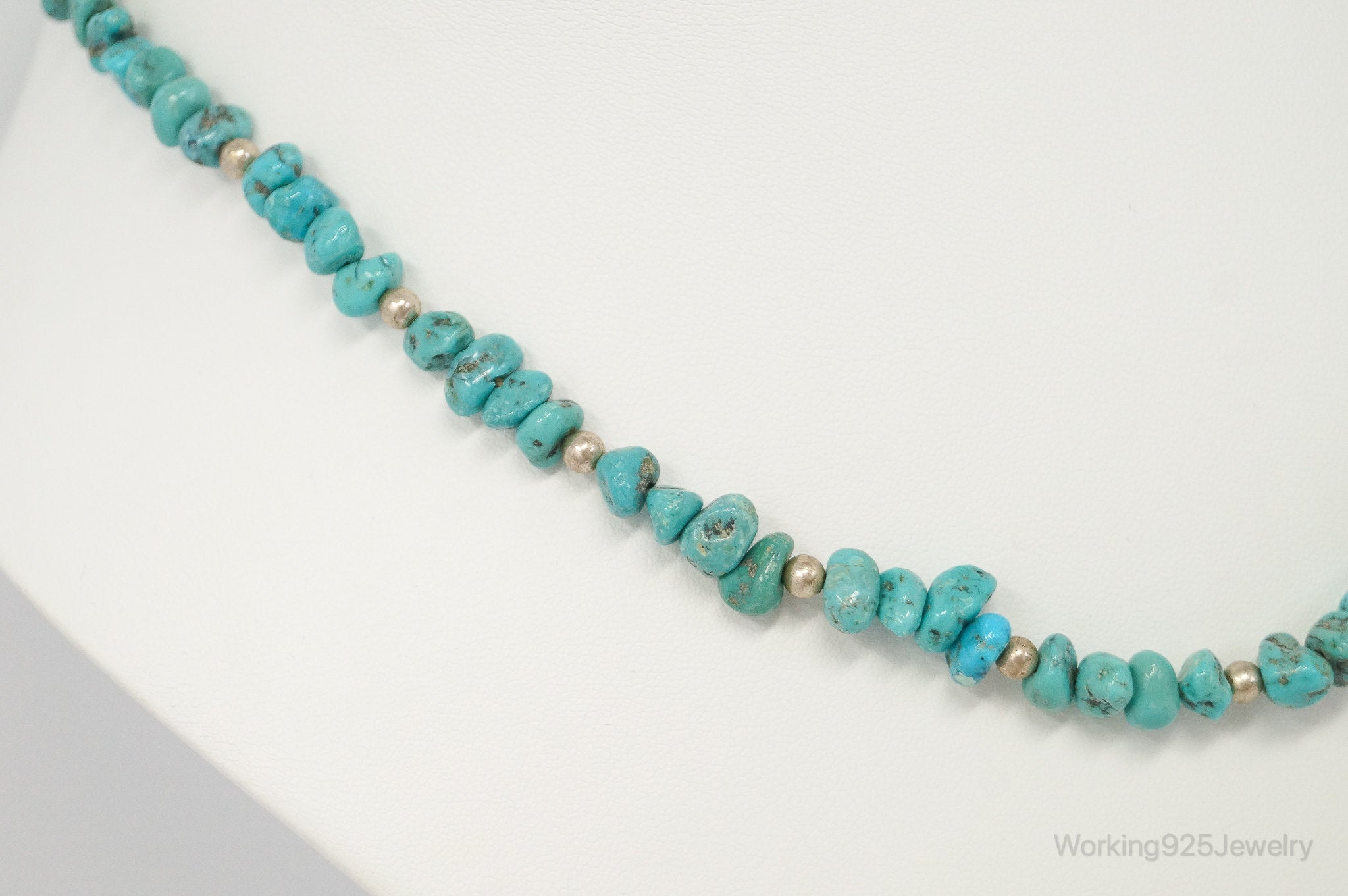 Vintage Native American Unsigned Turquoise Beaded Sterling Silver Necklace | Jewelry > Necklaces > Pendants | Wiccan Center