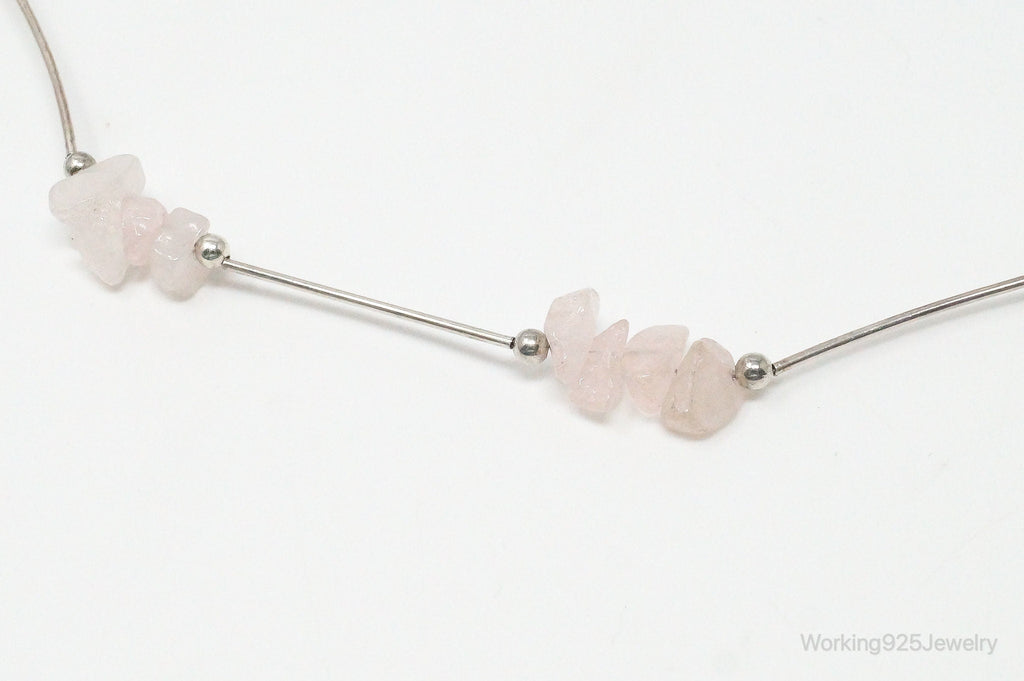 Vintage Rose Quartz Bead Sterling Silver Necklace | Jewelry > Necklaces > Pendants | Wiccan Center