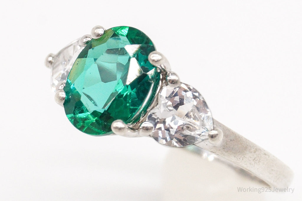 Vintage SAI Lab Emerald White Sterling Silver Ring - Size 7.75 | Jewelry > Rings | Wiccan Center
