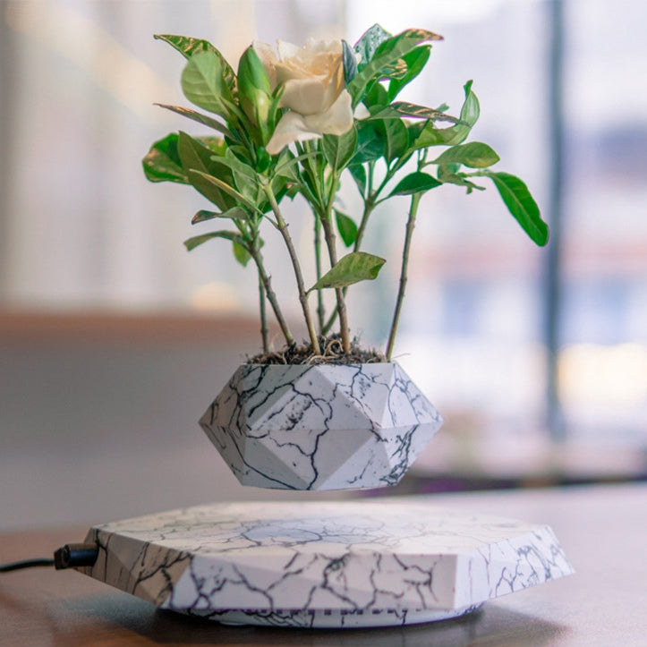 Levitating Plant Pot Marble Color Floating Planter Magnetic Levitation Bonsai Pot Office Home Decoration Kids Birthday Gift Home Decor | 0 | Wiccan Center