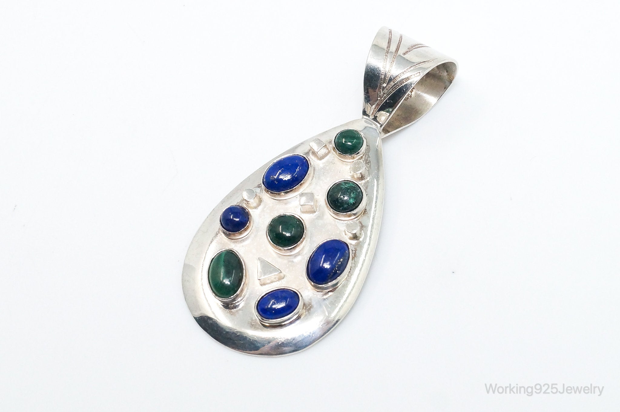 Large Desert Rose Trading Lapis Lazuli Malachite Sterling Silver Pendant | Jewelry > Necklaces > Pendants | Wiccan Center