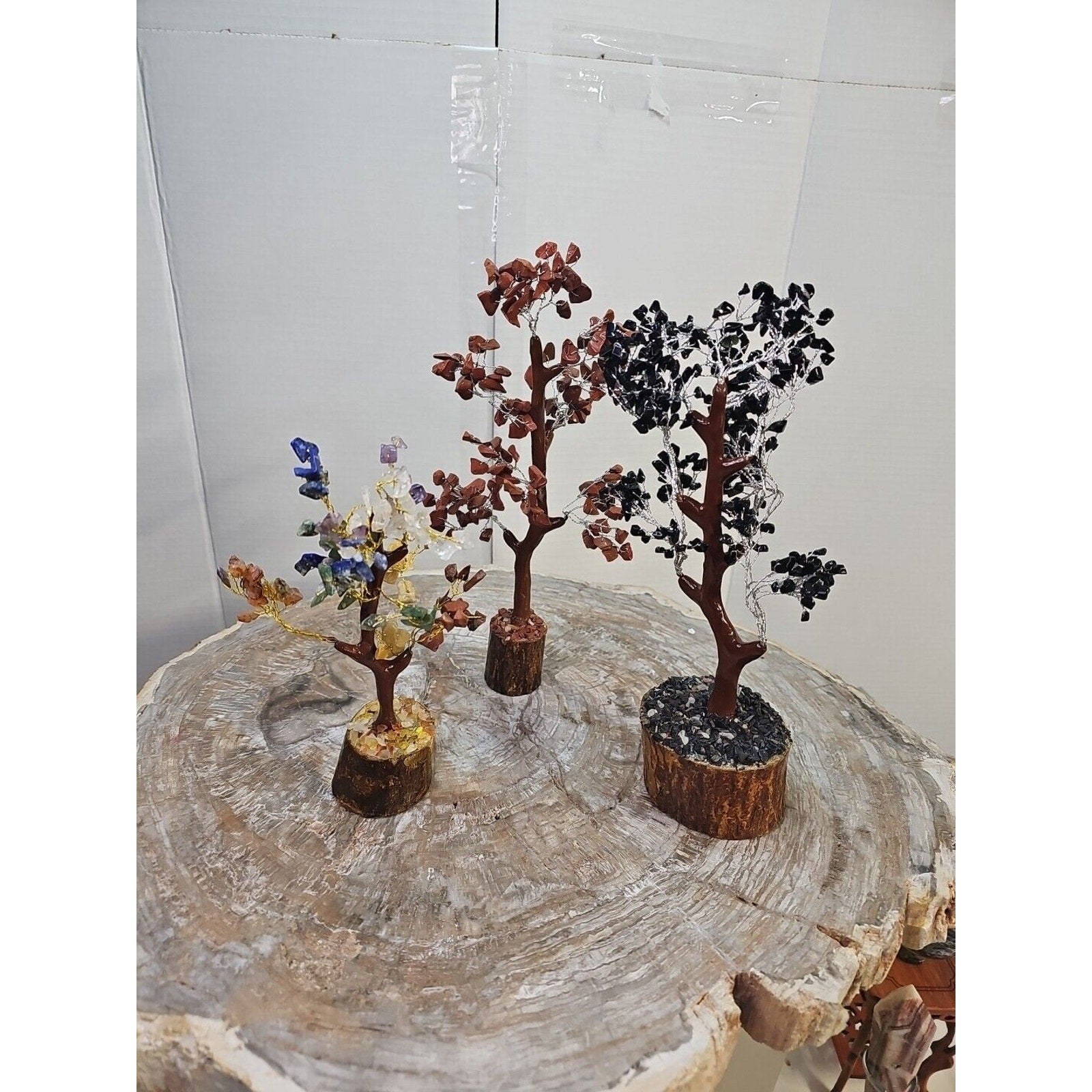 Crystal Gemstone Bonsai Tree — Carnelian, Amethyst & Quartz on Gold Branches | CrystalCloud Company
