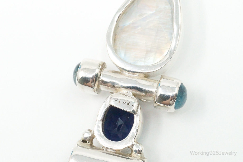 Large Vintage SJ Amethyst Blue Topaz Moonstone Sterling Silver Pendant | Jewelry > Necklaces > Pendants | Wiccan Center