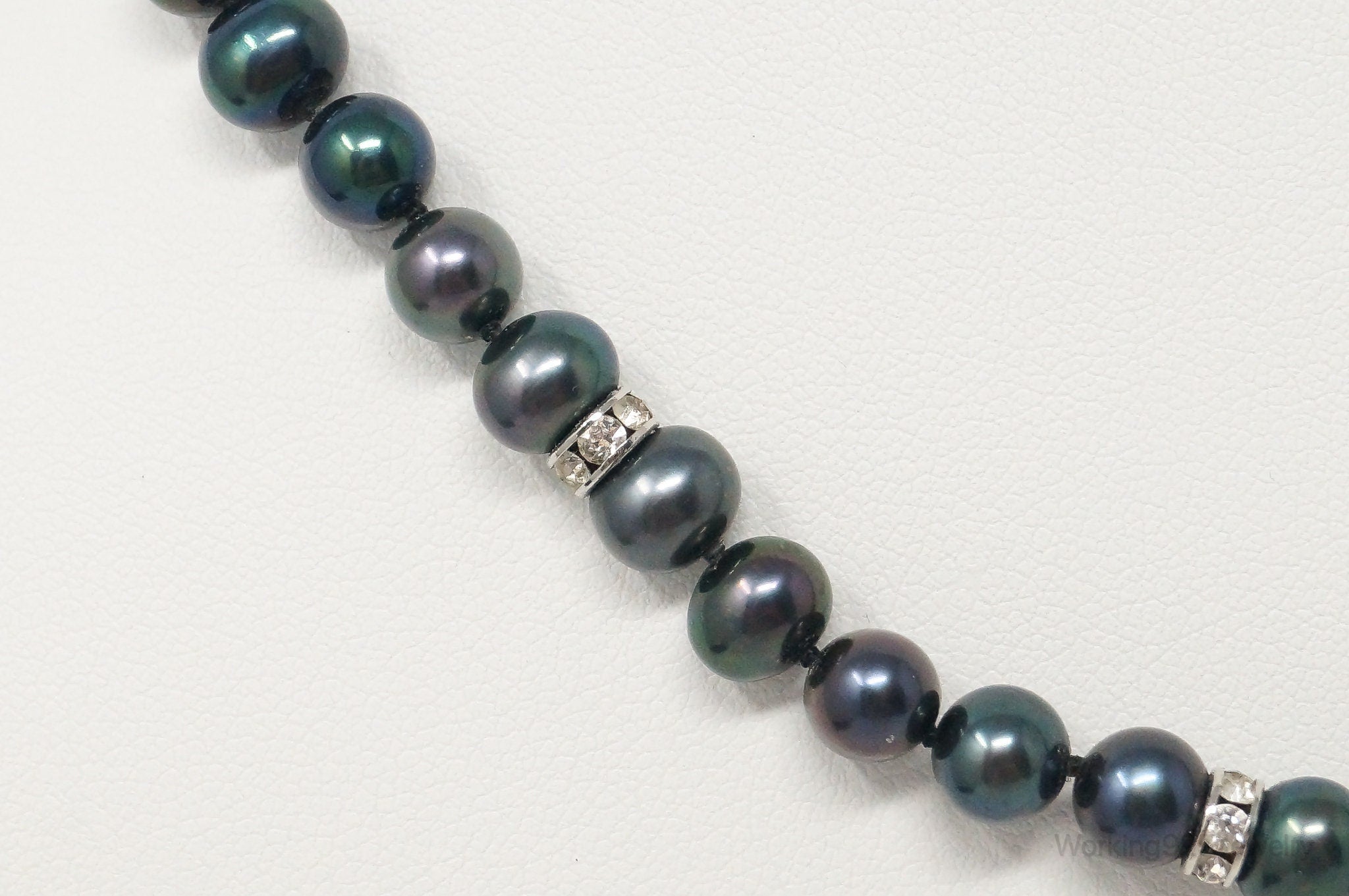 Vintage Tahitian Pearl Cubic Zirconia Sterling Silver String Necklace | Jewelry > Necklaces > Pendants | Wiccan Center