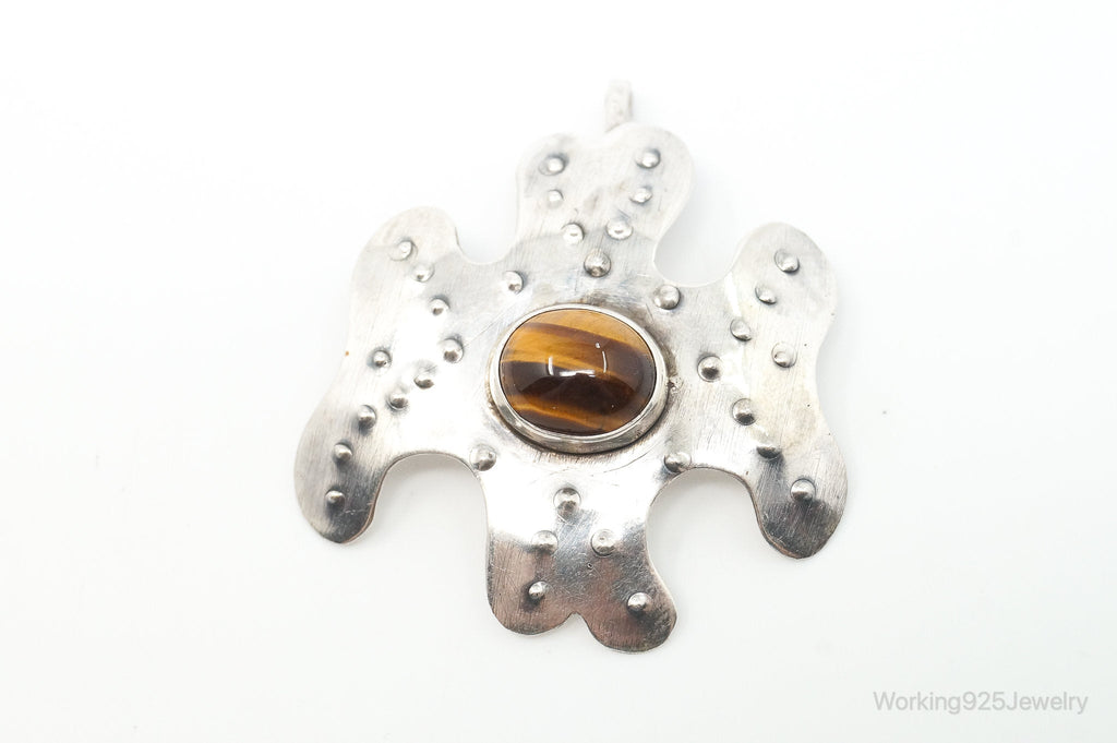 Large Vintage Tigers Eye Modernist Style Sterling Silver Pendant | Jewelry > Necklaces > Pendants | Wiccan Center