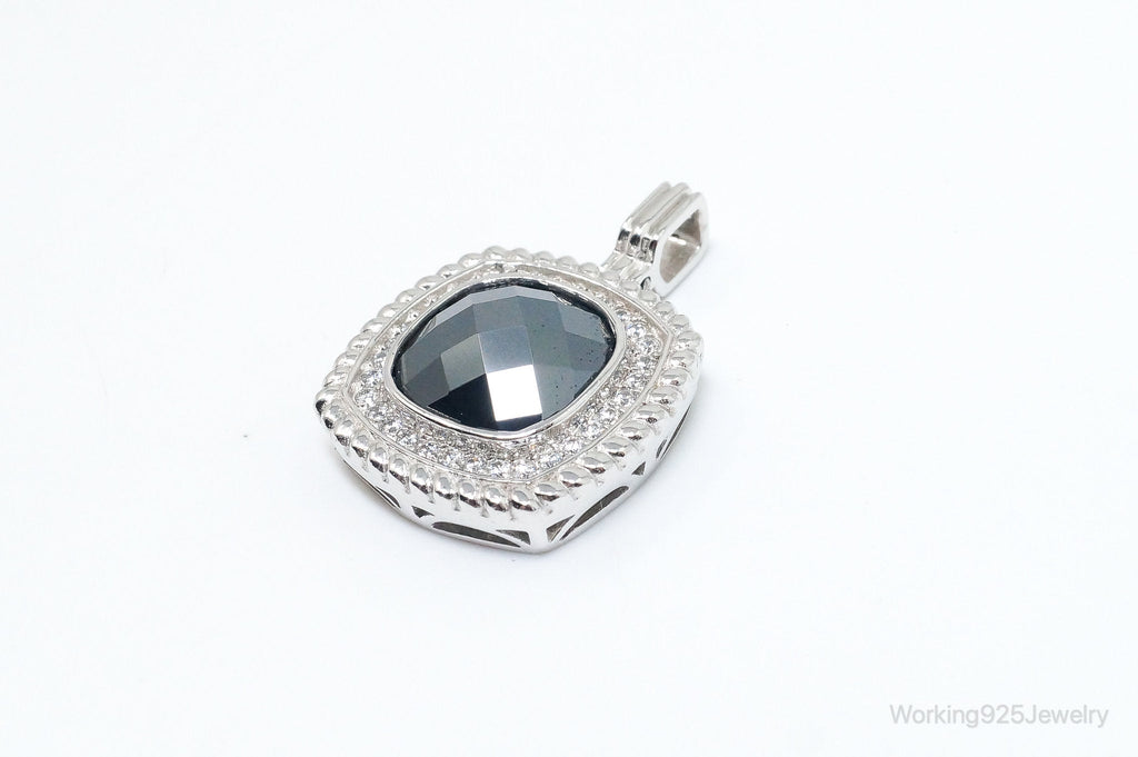 Vintage Designer Hematite Cubic Zirconia Sterling Silver Pendant | Jewelry > Necklaces > Pendants | Wiccan Center