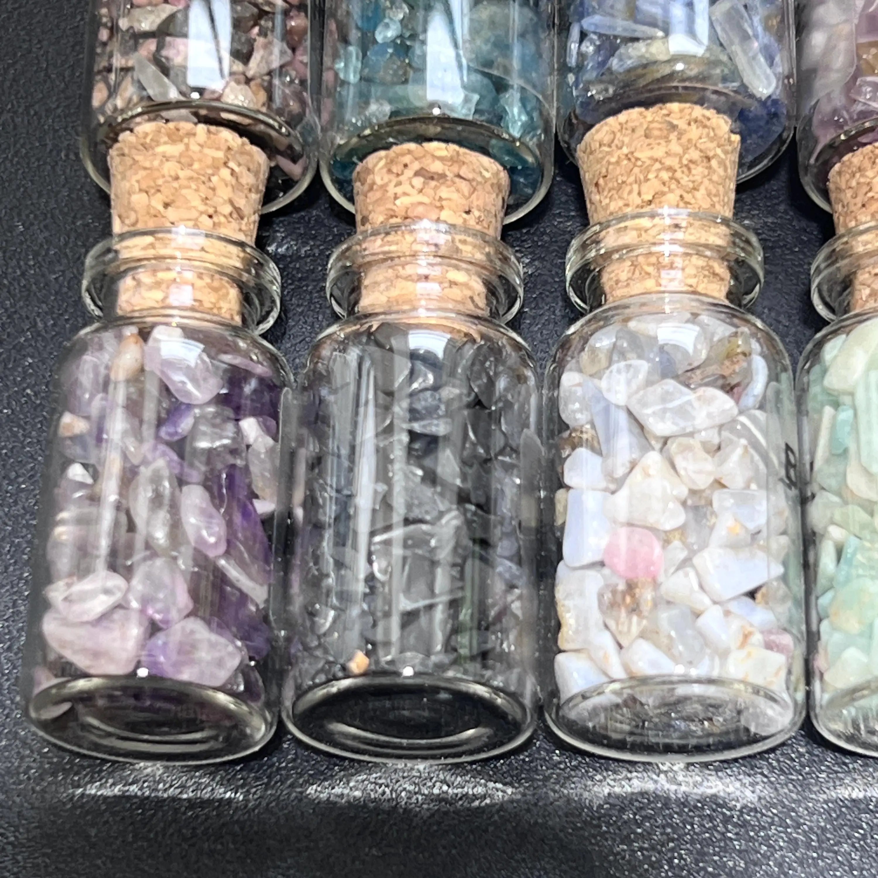 Gemstone Bottle Collection - 15-Piece Natural Rough Crystal Chips Gift Set Box Flat | Home & Living > Home Decor > Home Accents > Rocks & Geodes | Wiccan Center