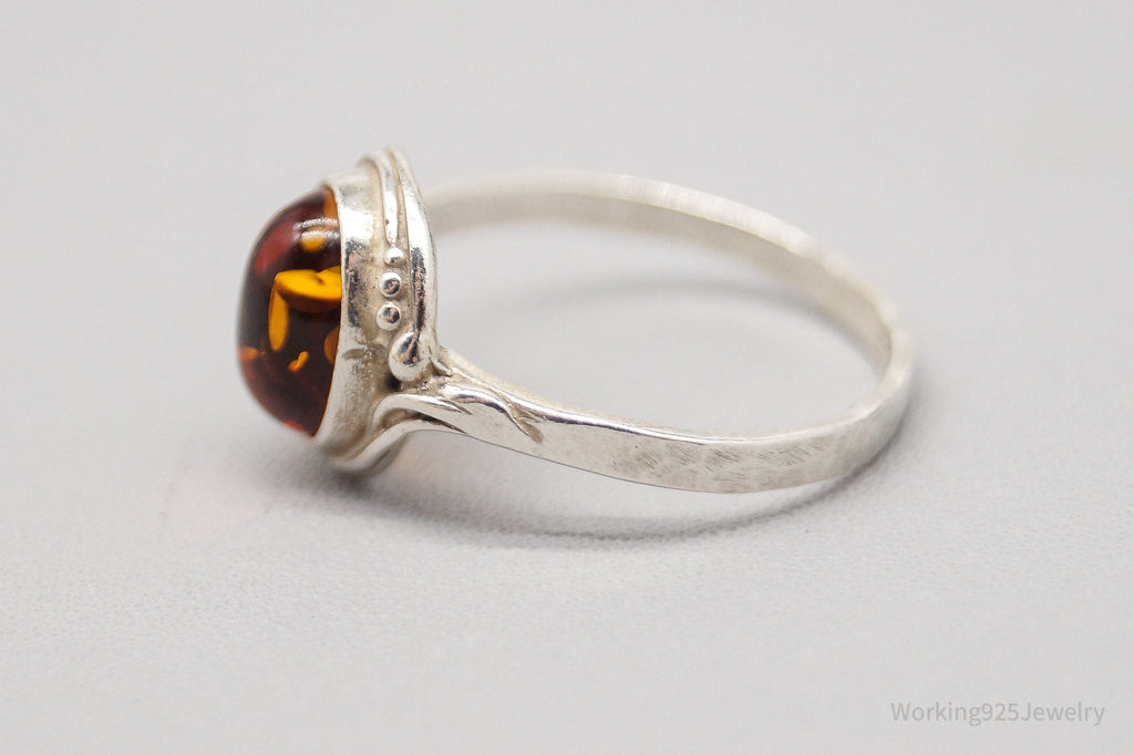 Vintage Amber Modernist Sterling Silver Ring - Size 4.75 | Jewelry > Rings | Wiccan Center