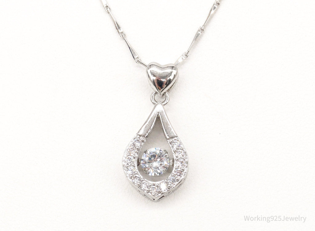 Vintage Cubic Zirconia Art Deco Sterling Silver Necklace | Jewelry > Necklaces > Pendants | Wiccan Center