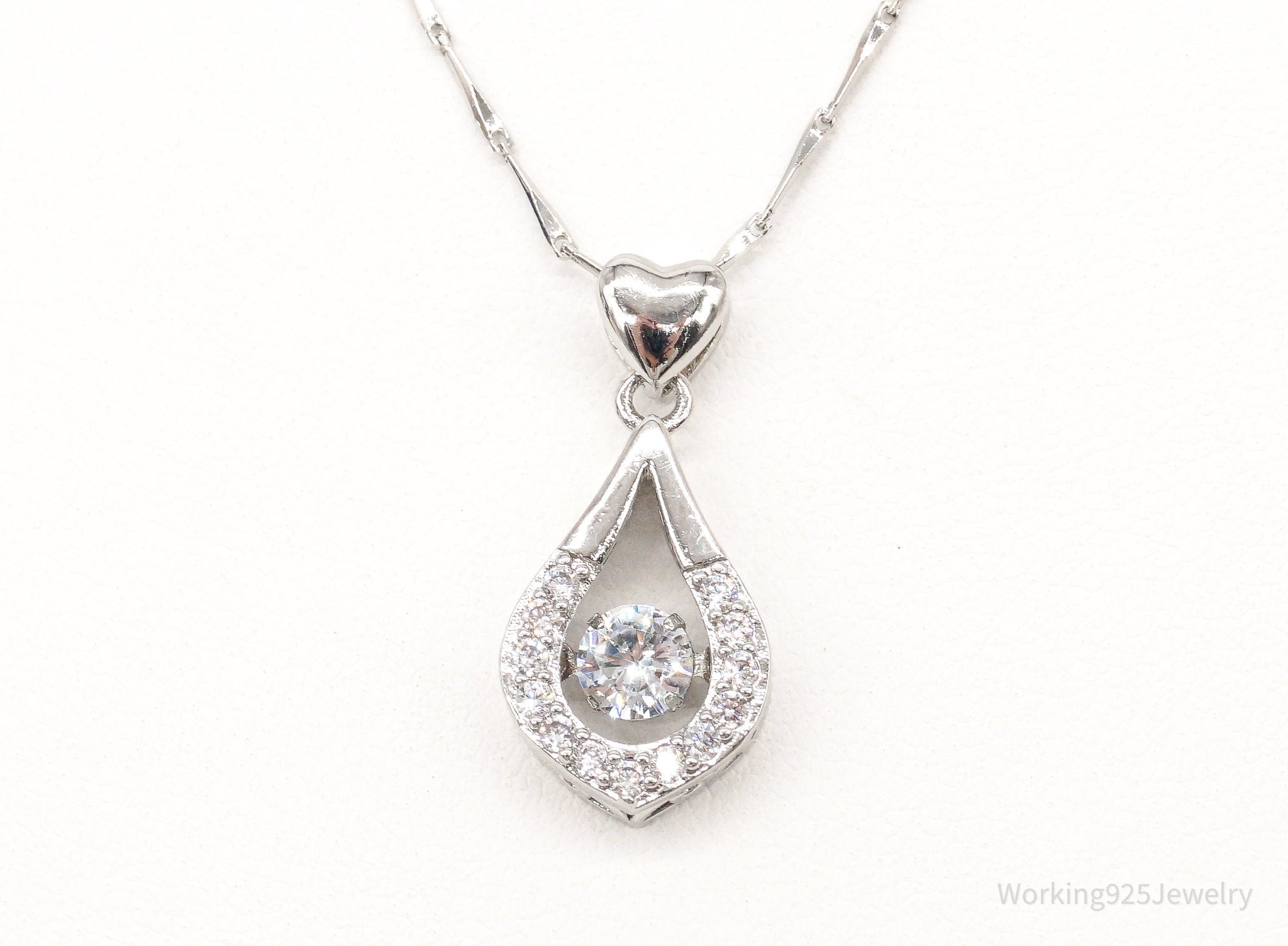Vintage Cubic Zirconia Art Deco Sterling Silver Necklace | Jewelry > Necklaces > Pendants | Wiccan Center