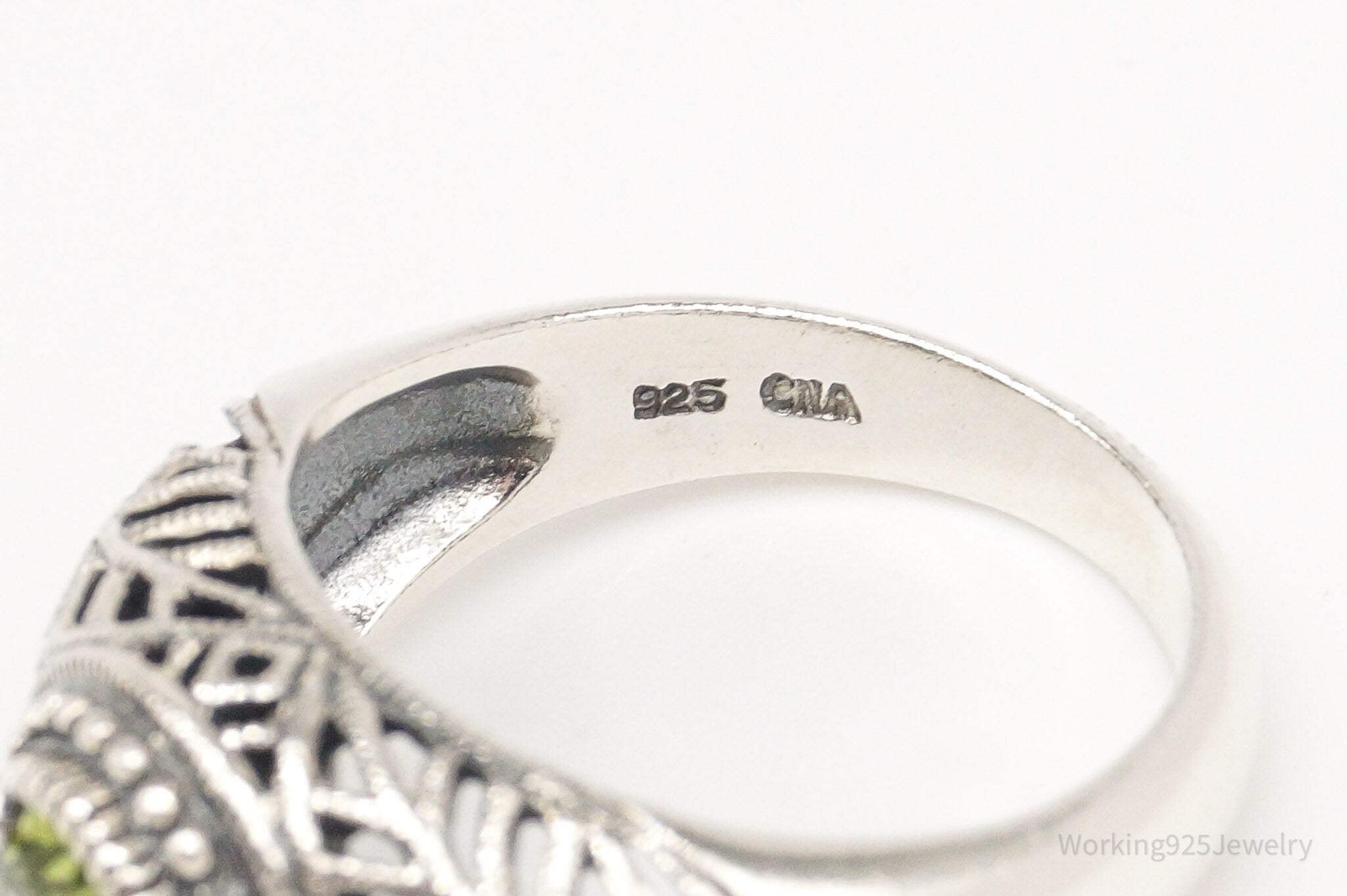 Vintage CNA Peridot Filigree Sterling Silver Ring - Size 6 | Jewelry > Rings | Wiccan Center