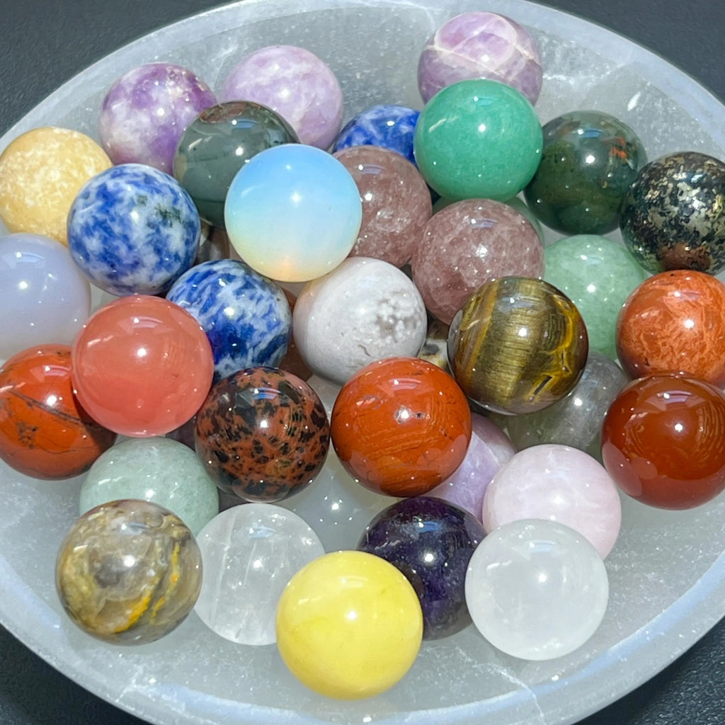 Mixed Crystal Spheres Small Marble Size (15mm) Carving | Home & Living > Home Decor > Home Accents > Rocks & Geodes | Wiccan Center