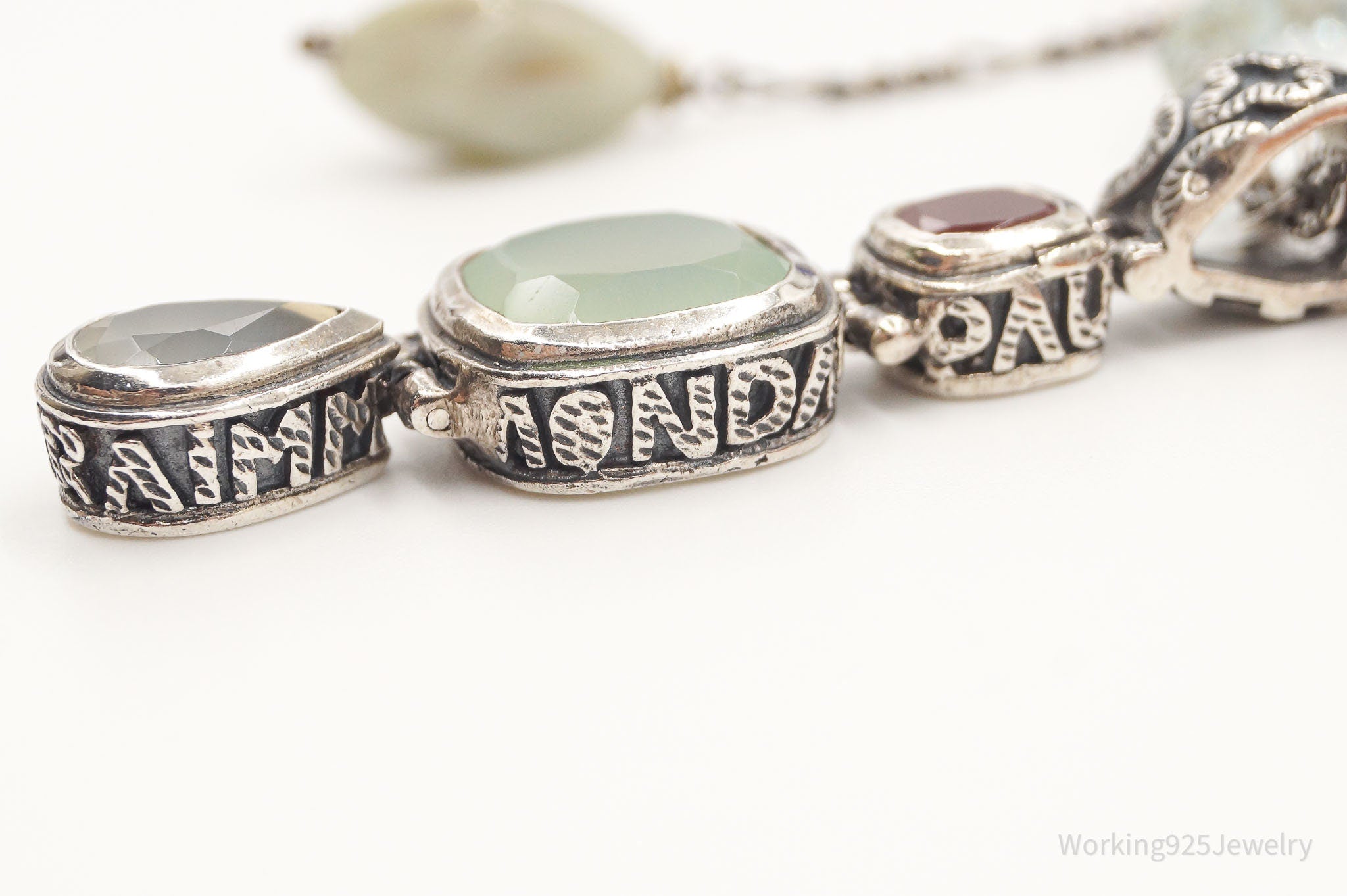Vintage Multi Gemstone Bead Sterling Silver Necklace | Jewelry > Necklaces > Pendants | Wiccan Center