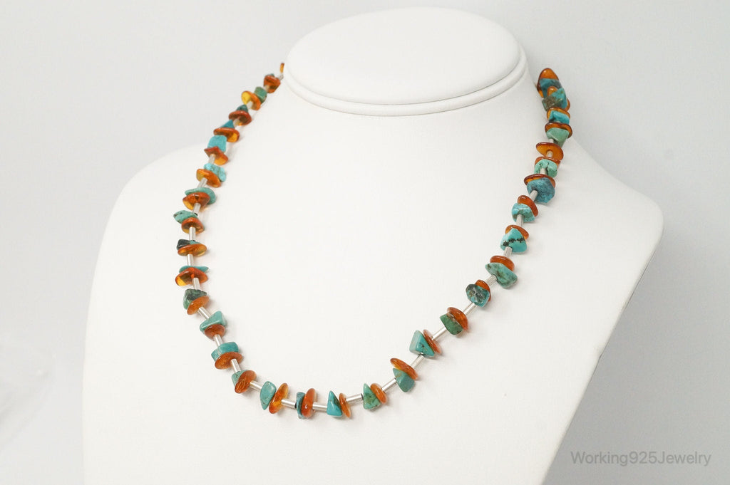 Designer Carolyn Pollack Relios Turquoise Amber Sterling Silver Necklace | Jewelry > Necklaces | Wiccan Center