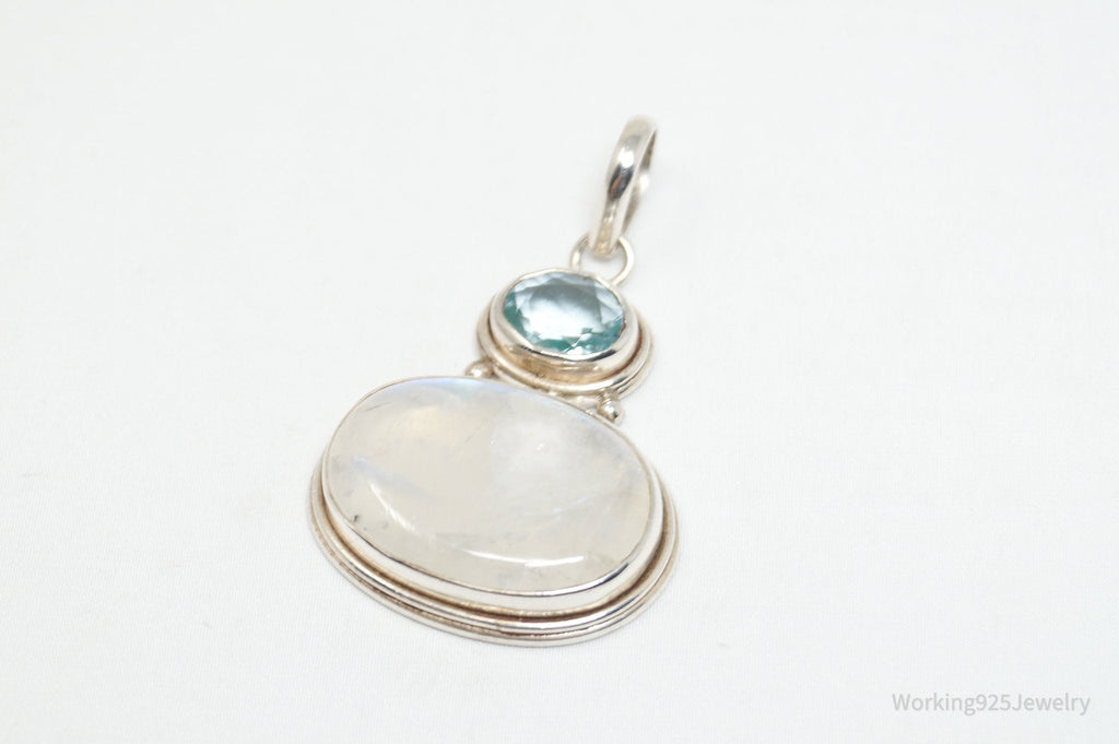 Vintage Blue Topaz Moonstone Sterling Silver Necklace Pendant | Jewelry > Necklaces > Pendants | Wiccan Center