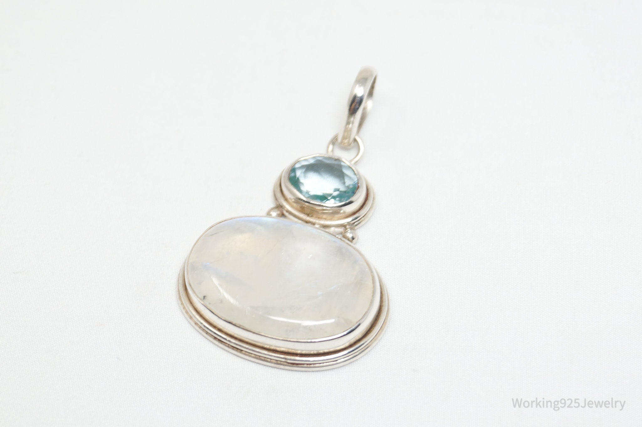Vintage Blue Topaz Moonstone Sterling Silver Necklace Pendant | Jewelry > Necklaces > Pendants | Wiccan Center