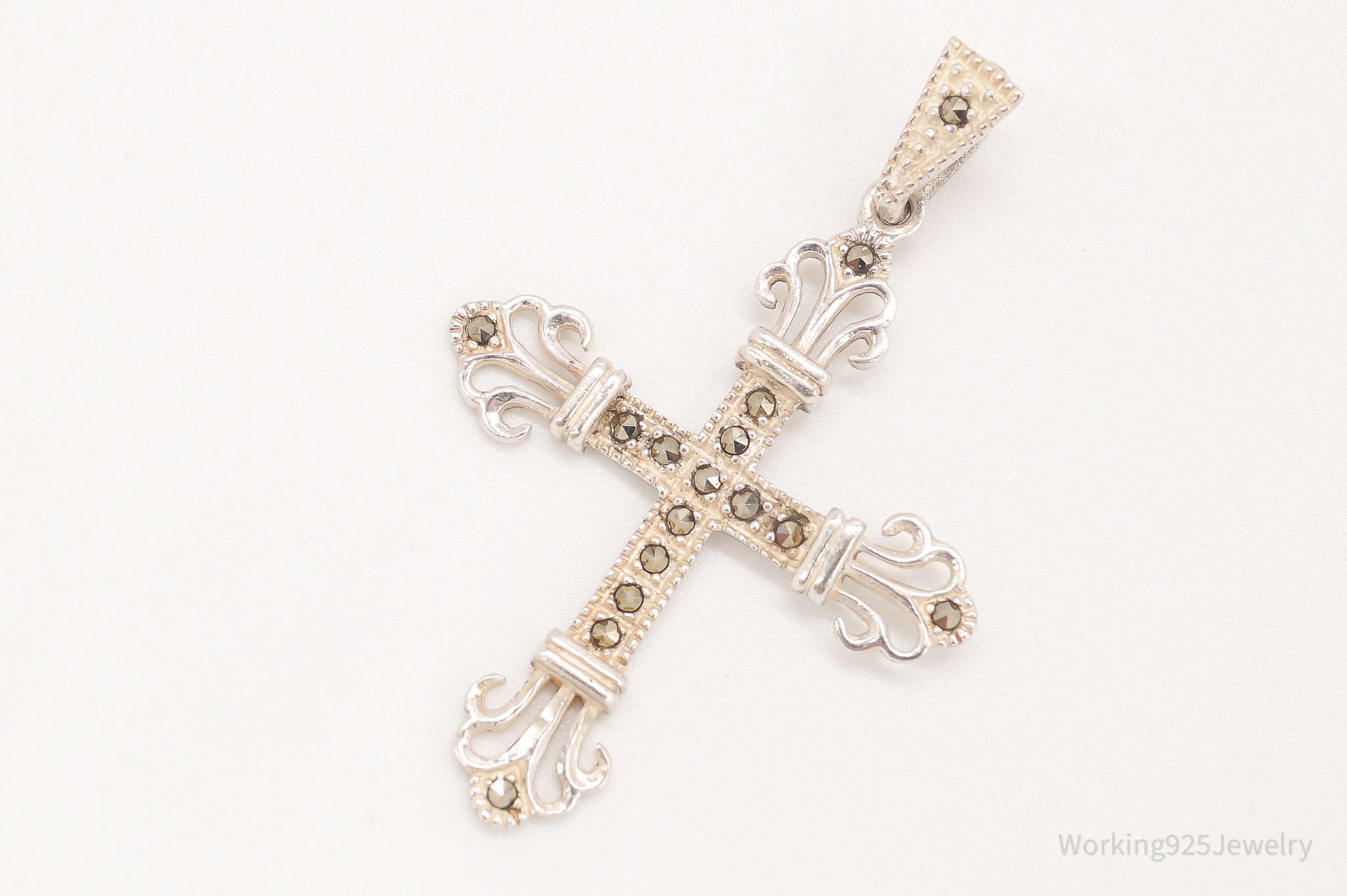 Vintage Marcasite Cross Sterling Silver Necklace Pendant | Jewelry > Necklaces > Pendants | Wiccan Center