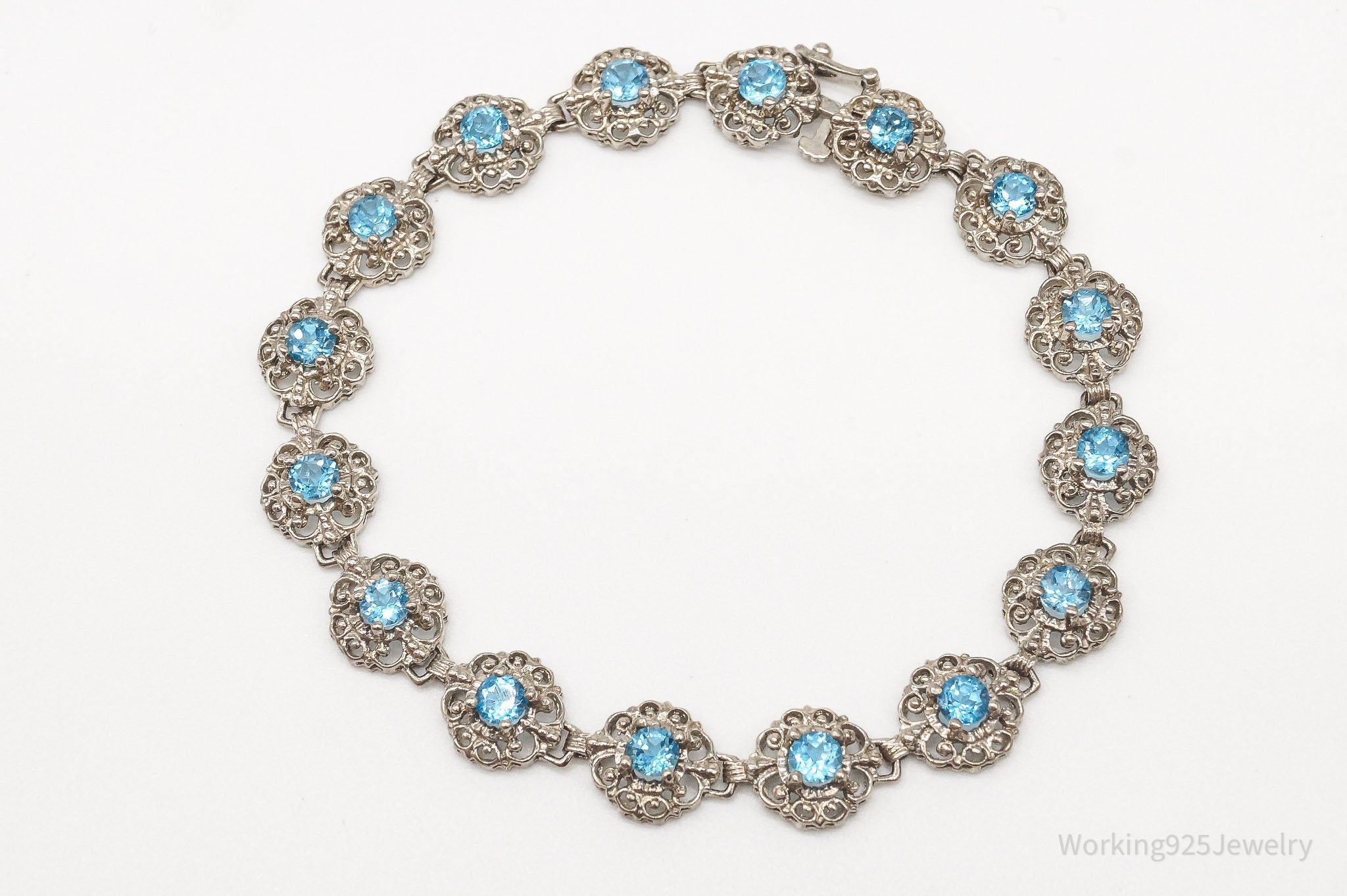 Vintage Blue Topaz Sterling Silver Bracelet | Jewelry > Bracelets | Wiccan Center