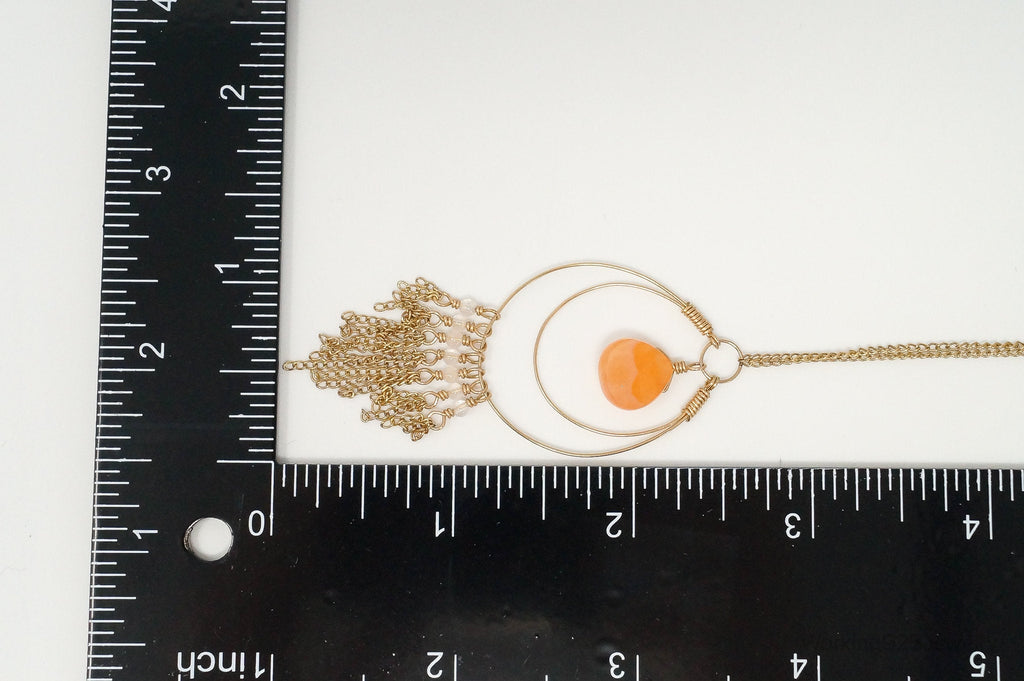 Vintage 14K Gold Filled Orange Agate Sterling Silver Necklace | Jewelry > Necklaces > Pendants | Wiccan Center