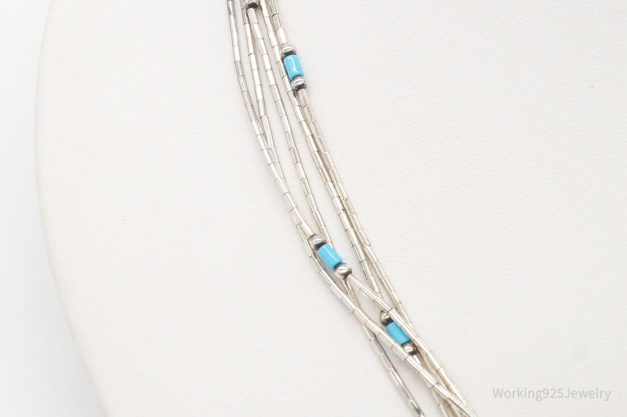 Vintage Native American Blue Turquoise Sterling Silver Bead Necklace | Jewelry > Necklaces | Wiccan Center
