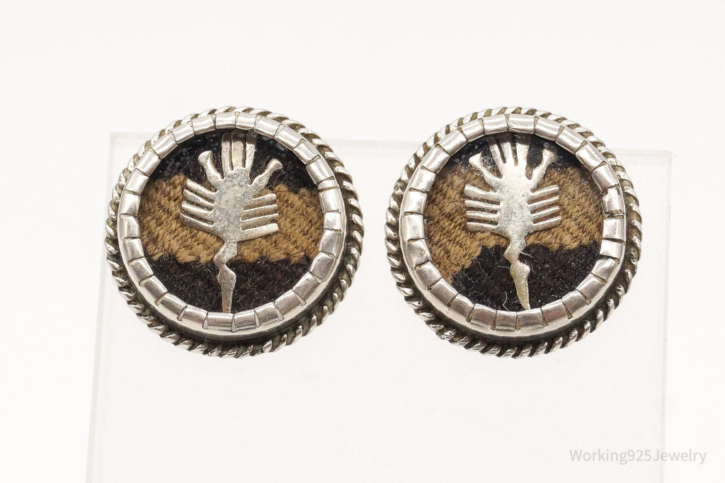 Vintage Mexican Blanket Woven Sterling Silver Earrings | Jewelry > Earrings | Wiccan Center
