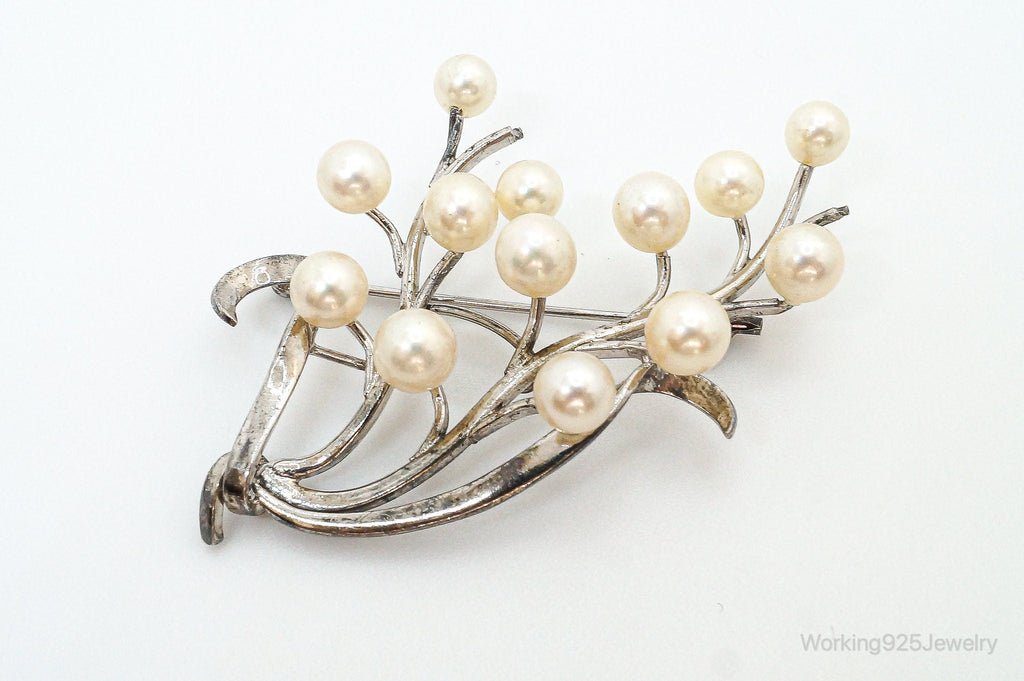 Large Antique Faux Pearl Sterling Silver Brooch Pin | Jewelry > Brooches, Pins & Clips | Wiccan Center