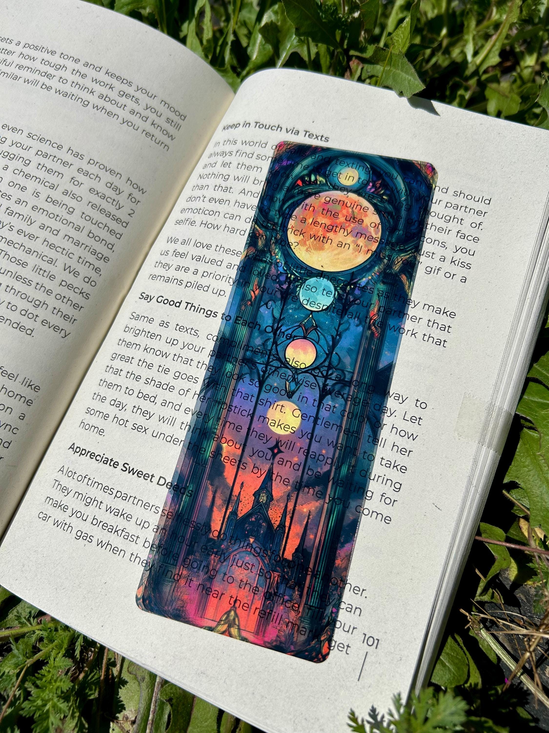 Moon Phases Surrounded Bookmark - Celestial Lunar Art, Mystical Moon Phase Design, Astrology Gift | | Wiccan Center
