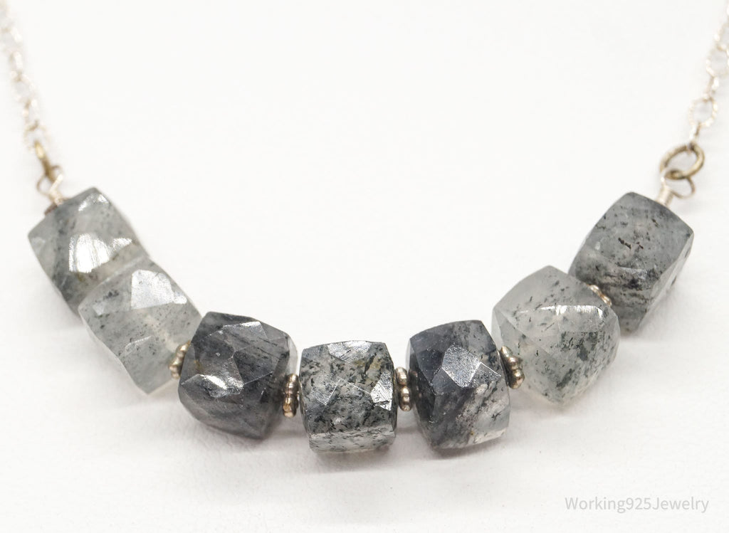 Vintage Spotted Quartz Bead Silver Chain Link Necklace | Jewelry > Necklaces > Pendants | Wiccan Center