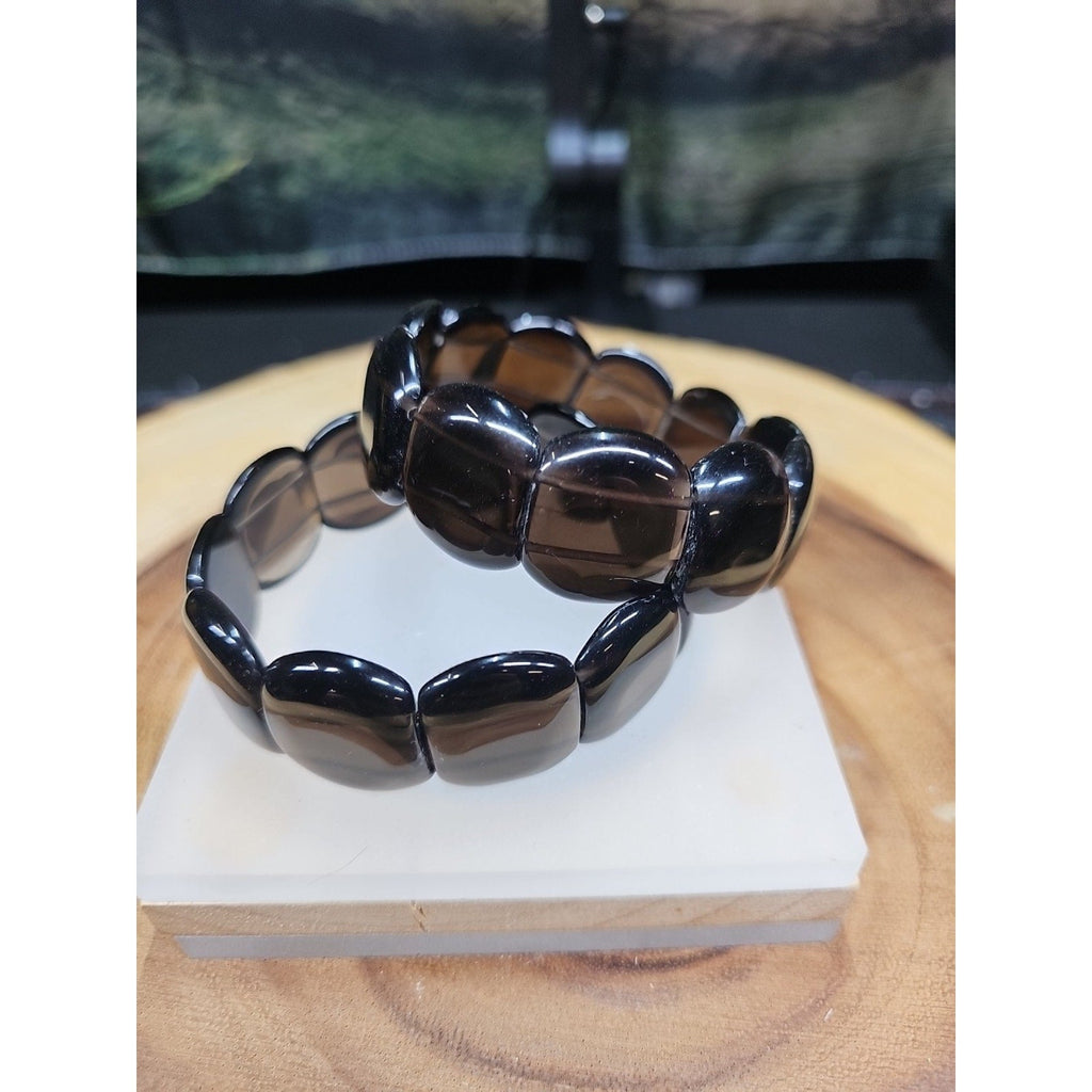 1Pcs Natural Smokey Clear Quartz Crystal Bracelets Polished Healing