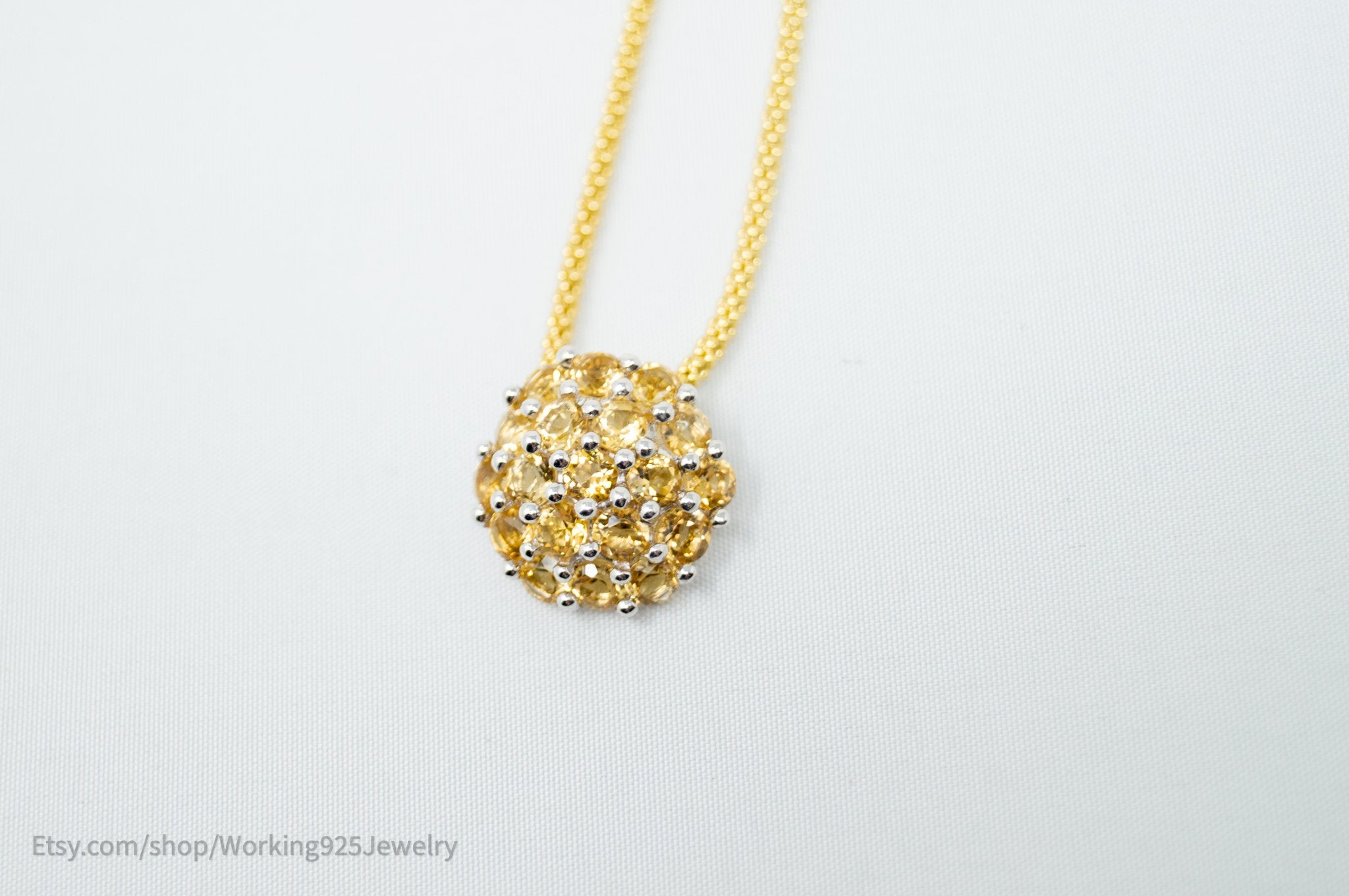 Vintage Art Deco Citrine Accented Gold Vermeil Sterling Silver Necklace | Jewelry > Necklaces > Pendants | Wiccan Center