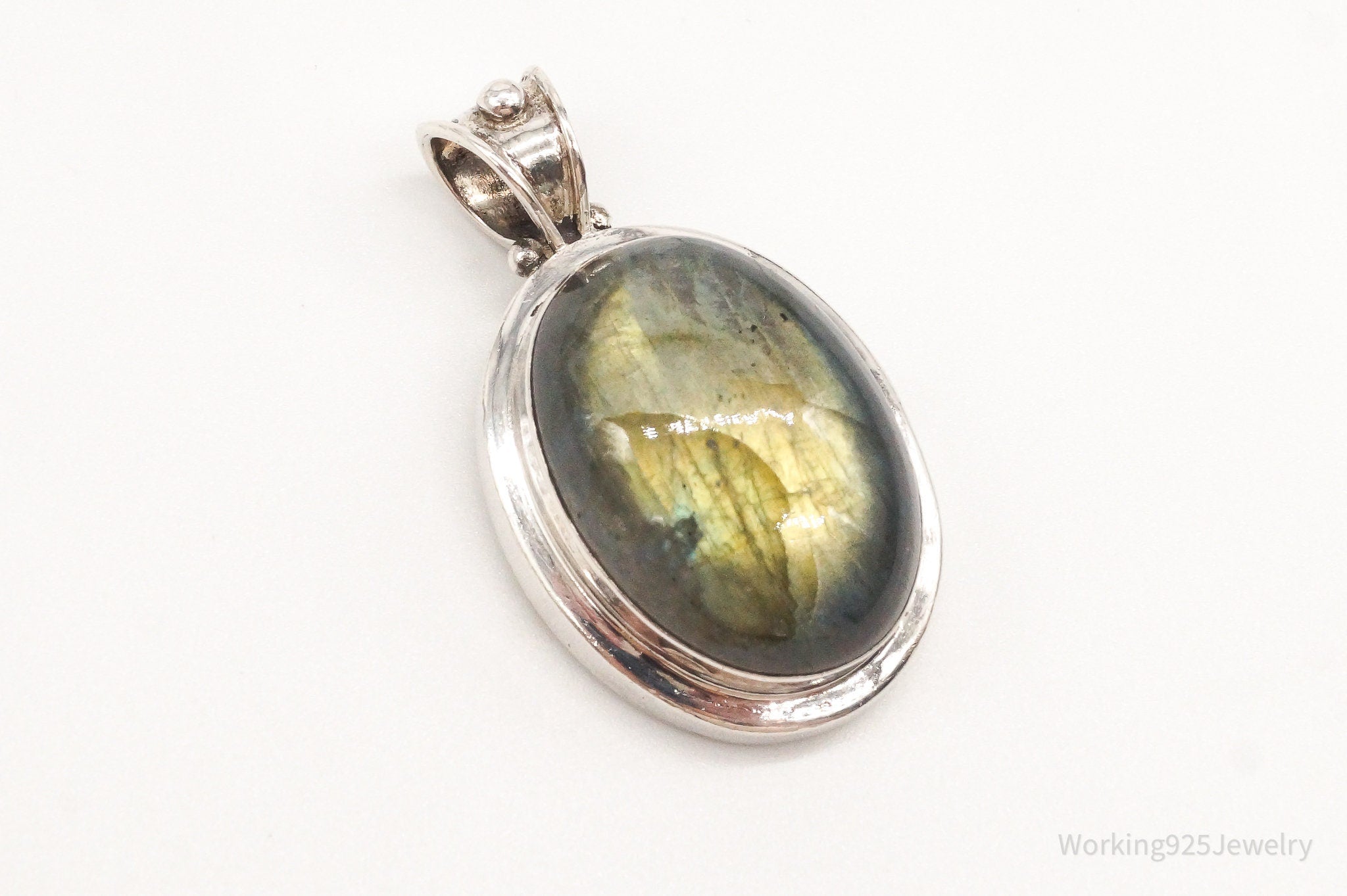Vintage Large Labradorite Sterling Silver Pendant | Jewelry > Necklaces > Pendants | Wiccan Center