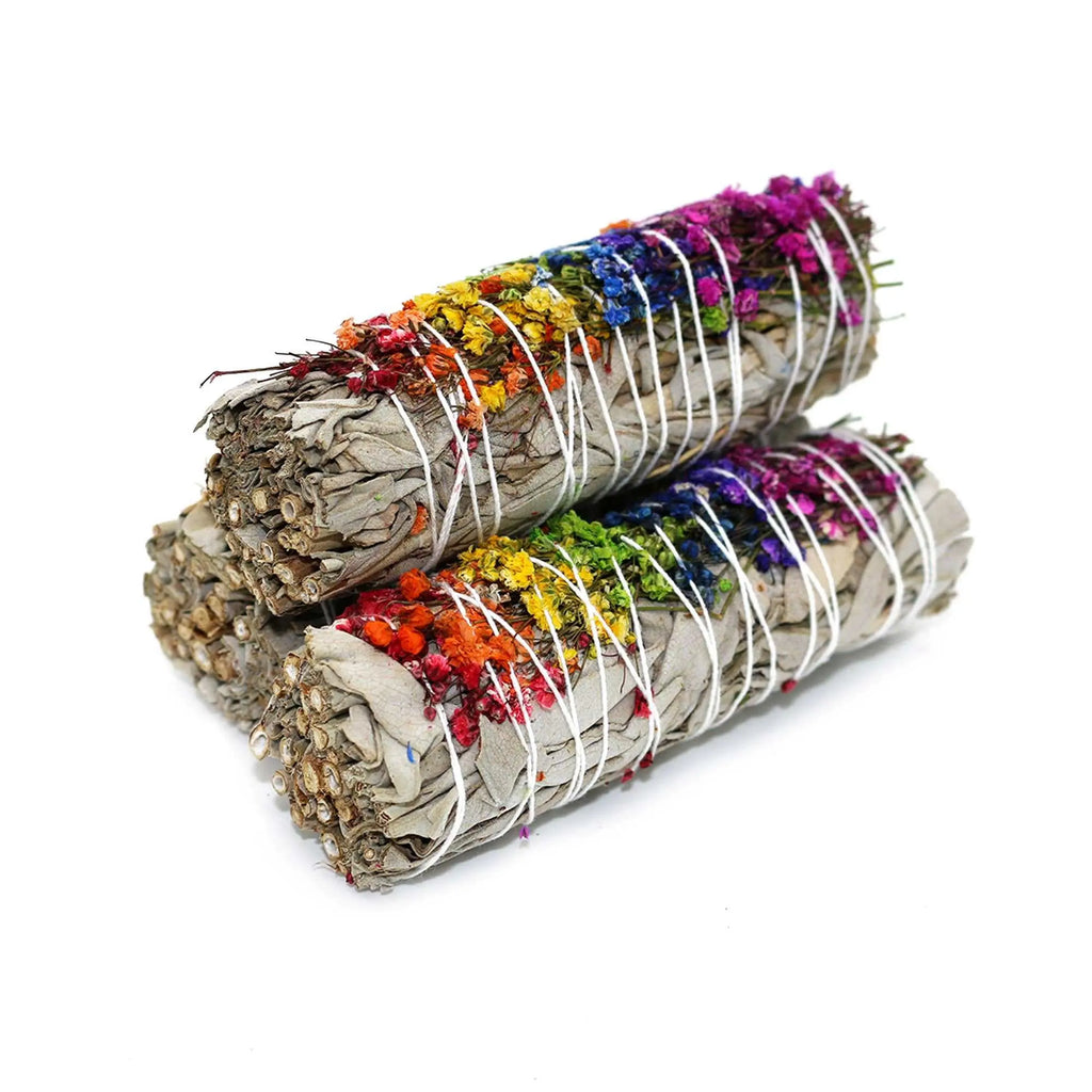 'Energy Wheel' Floral White Sage Smudge Stick (4 in.) | Smudge Sticks | Wiccan Center