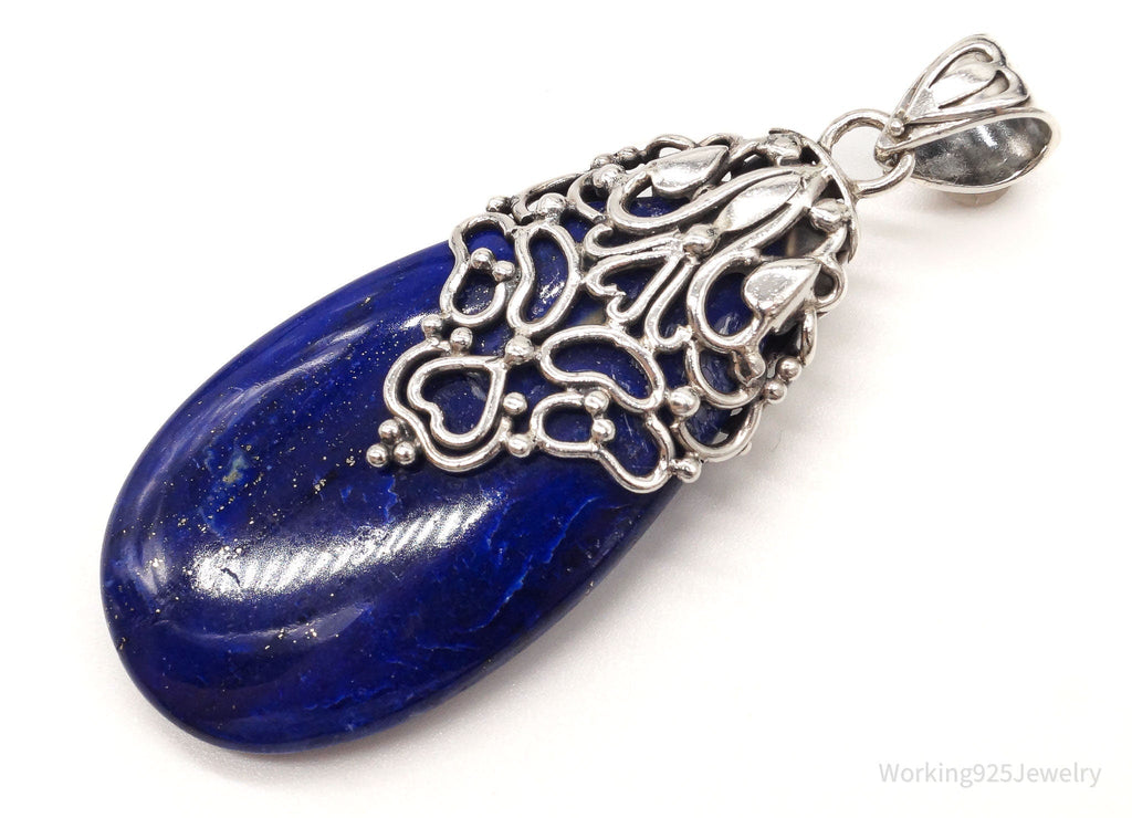 Large India Designer Doug Paulus Lapis Lazuli Ornate Sterling Silver Pendant | Jewelry > Necklaces > Pendants | Wiccan Center