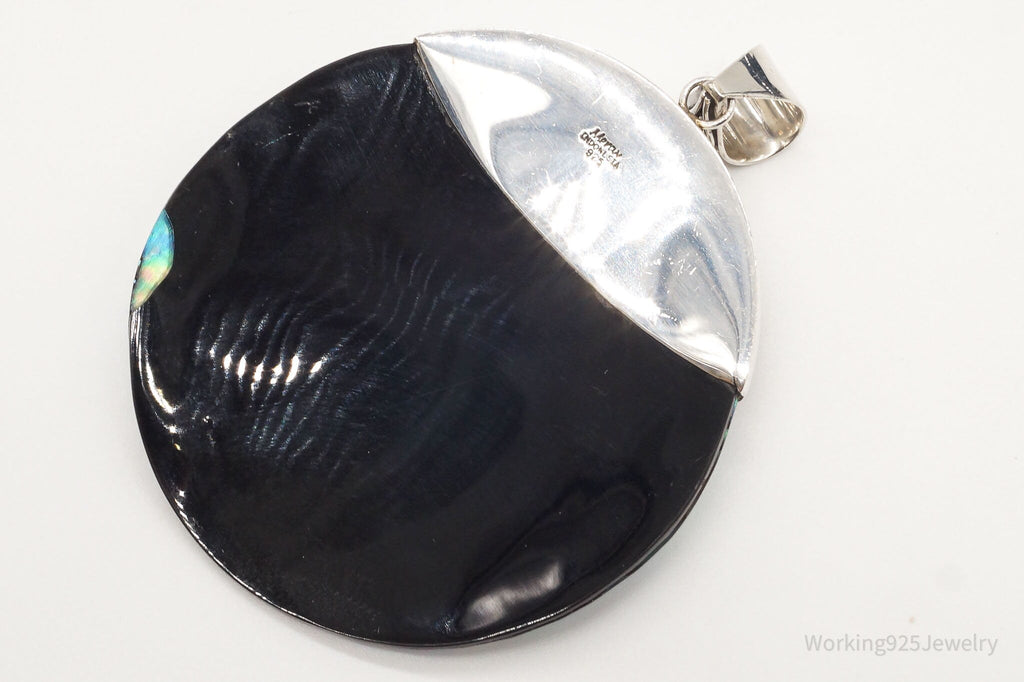 Vintage Designer Merav Large Abalone Shell Pearl Sterling Silver Pendant | Jewelry > Necklaces > Pendants | Wiccan Center