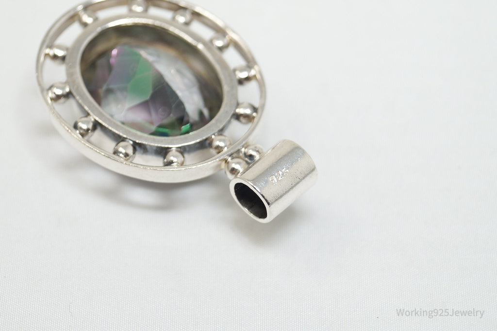 Vintage Large Mystic Topaz Sterling Silver Necklace Pendant | Jewelry > Necklaces > Pendants | Wiccan Center