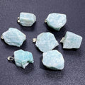 Amazonite Rough Raw Crystal Pendant (Silver Plated Bail) Gemstone Jewelry Necklace Supply | Craft Supplies & Tools > Beads, Gems & Cabochons > Charms & Pendants > Pendants | Wiccan Center