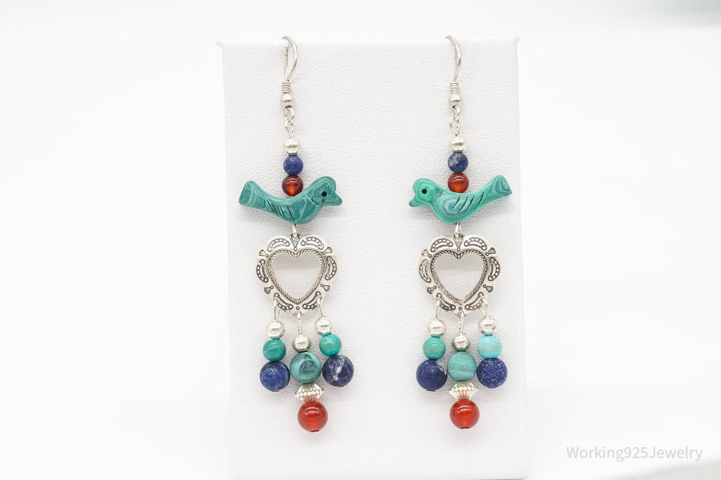 Vintage Native American QT Quoc Multi Gemstone Bead Sterling Silver Earrings | Jewelry > Earrings | Wiccan Center