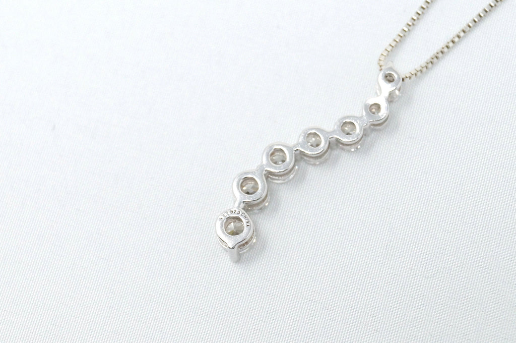 Vintage Seven Stone Simulated Diamond Swirl Sterling Silver Necklace 18" | Jewelry > Necklaces > Pendants | Wiccan Center