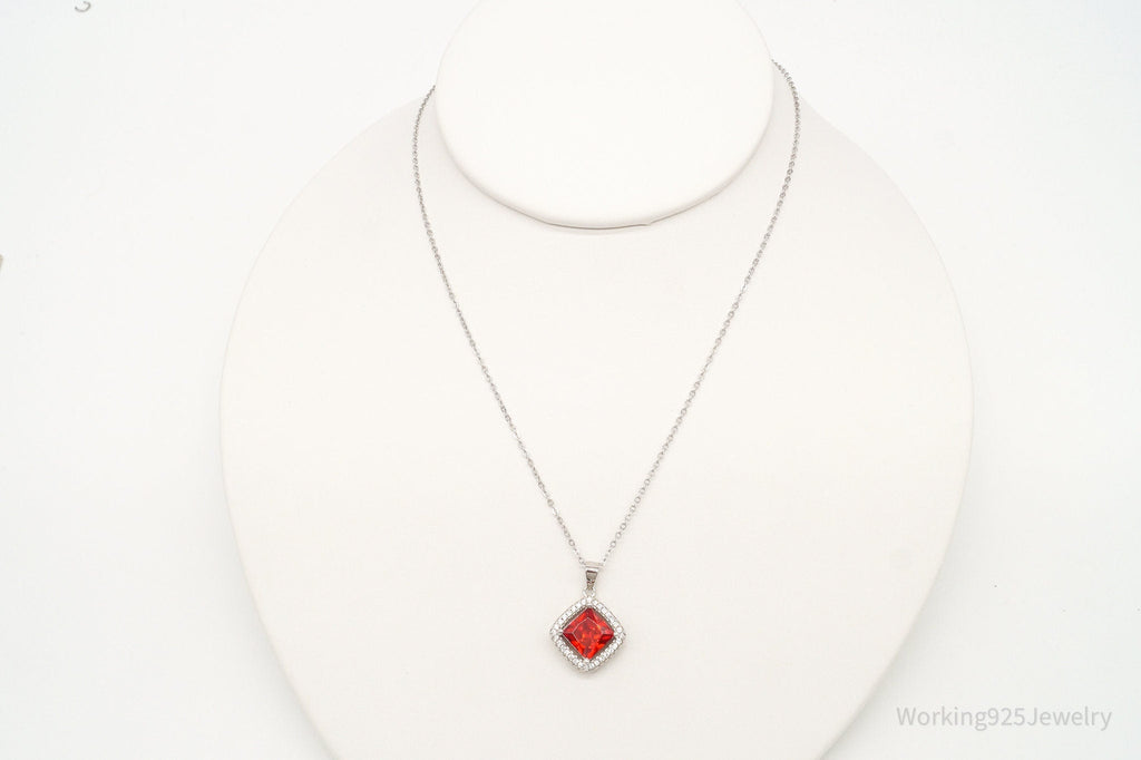 Designer Ryze Red & White Cubic Zirconia Sterling Silver Necklace | Jewelry > Necklaces > Pendants | Wiccan Center