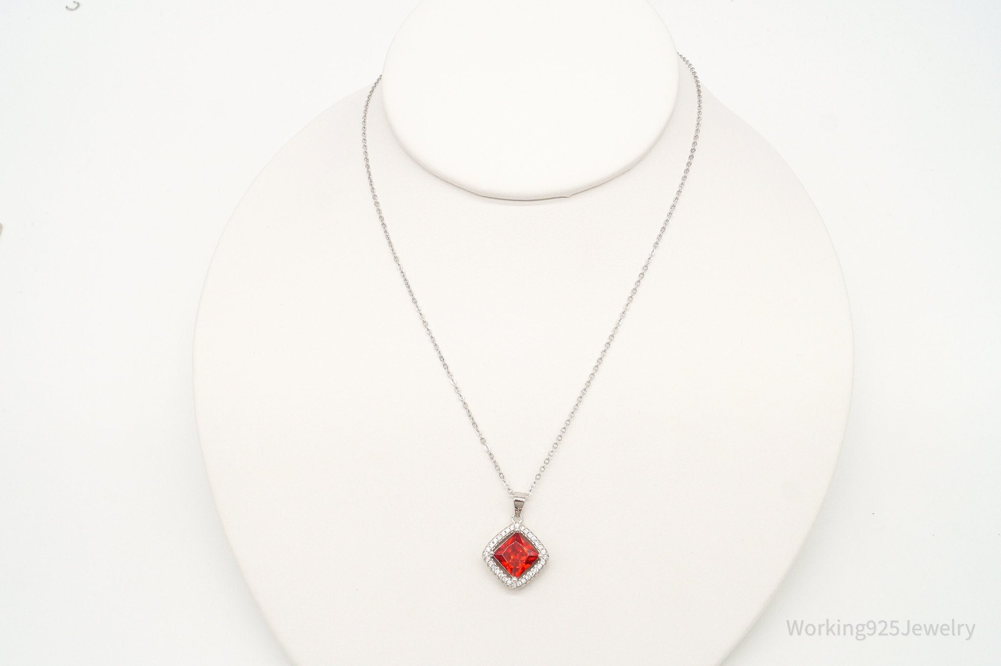 Designer Ryze Red & White Cubic Zirconia Sterling Silver Necklace | Jewelry > Necklaces > Pendants | Wiccan Center